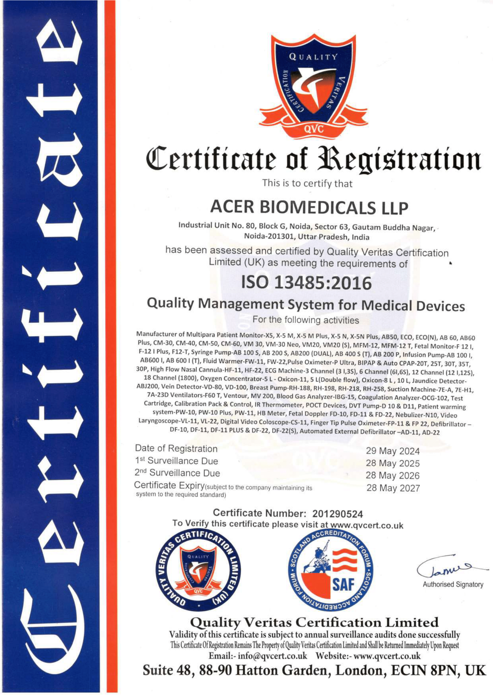 ACER BIOMEDICALS LLP 13485ss-1